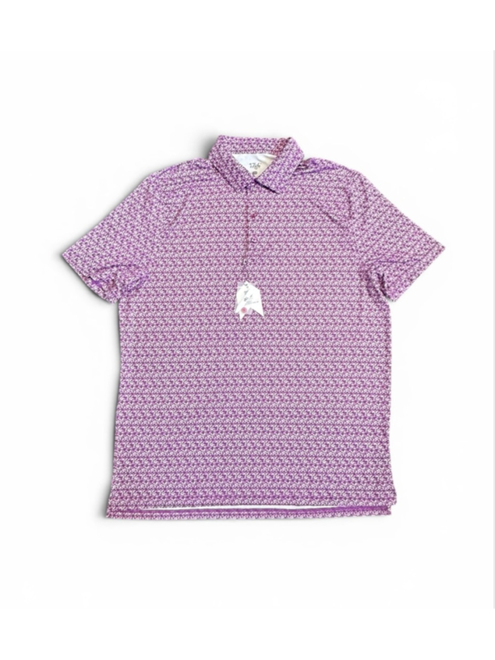 1764 Signature Golf Polo Shirt XL Purple Bicycle Print Performance Short Sleeve - Picture 2 of 8